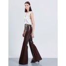 Brown leatherette high waisted flare pants FLORENCE | Libelloula women fashion and accessories