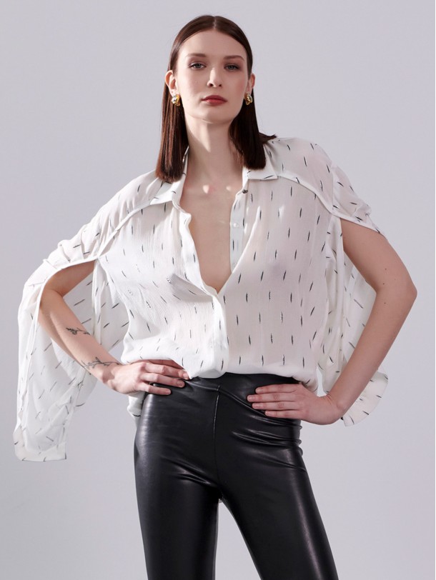 White shirt with open sleeves SHIVA | Libelloula women fashion and accessories