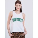 White tank top with print POSITIVITY | Libelloula women fashion and accessories
