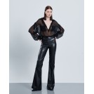 Black leatherette highwaisted flare pants ESTHER | Libelloula women fashion and accessories
