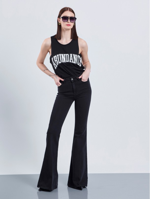 Black denim flare pants LENNOX | Libelloula women fashion and accessories