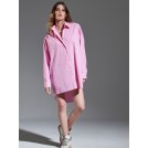 Πουκάμισο ροζ ριγέ μακρύ Millie | Libelloula Μοντέρνα γυναικεία ρούχα