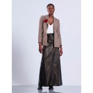 Maxi brown crocodile-effect skirt CORDELIA | Libelloula women fashion and accessories