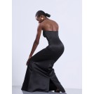 Φόρεμα στράπλες μακρύ σατέν μαύρο μακρύ Colleen | Libelloula Μοντέρνα γυναικεία ρούχα