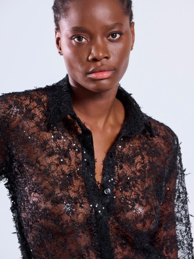 Black lace shirt with sequins ALYSSA