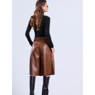 Brown leatherette bermuda shorts CELESTE  | Libelloula women fashion and accessories