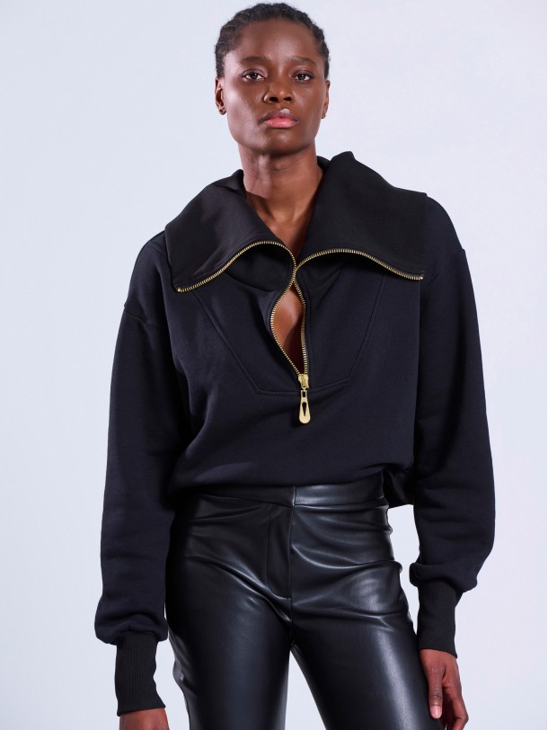 Black sweatshirt with zipper JORDAN | Libelloula women fashion and accessories