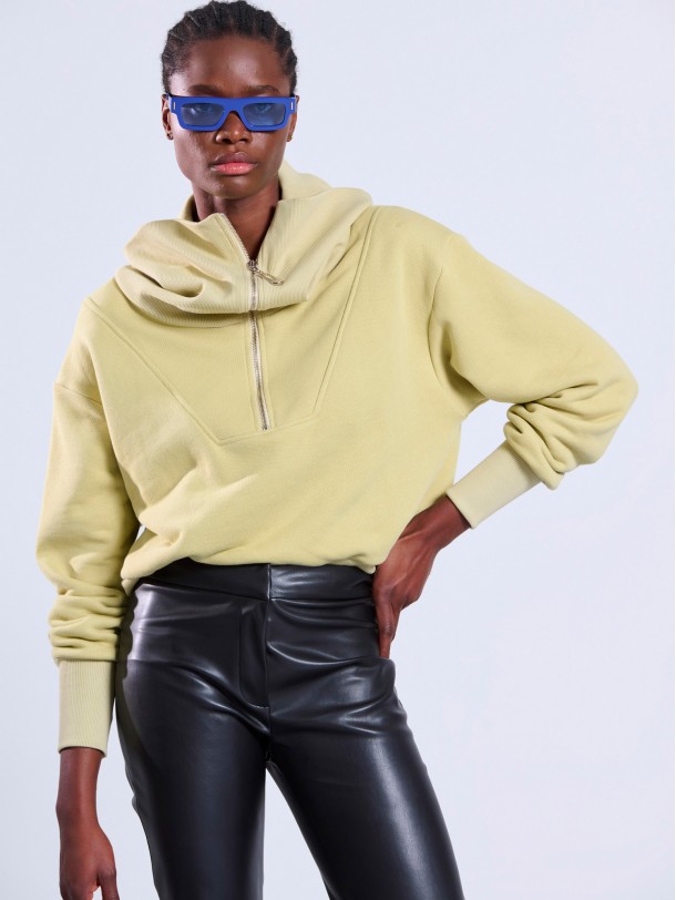 Lime sweatshirt with zipper JORDAN | Libelloula women fashion and accessories