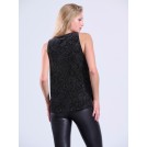 Black velvet sleeveless top with deep V LOTTIE | Libelloula women fashion and accessories