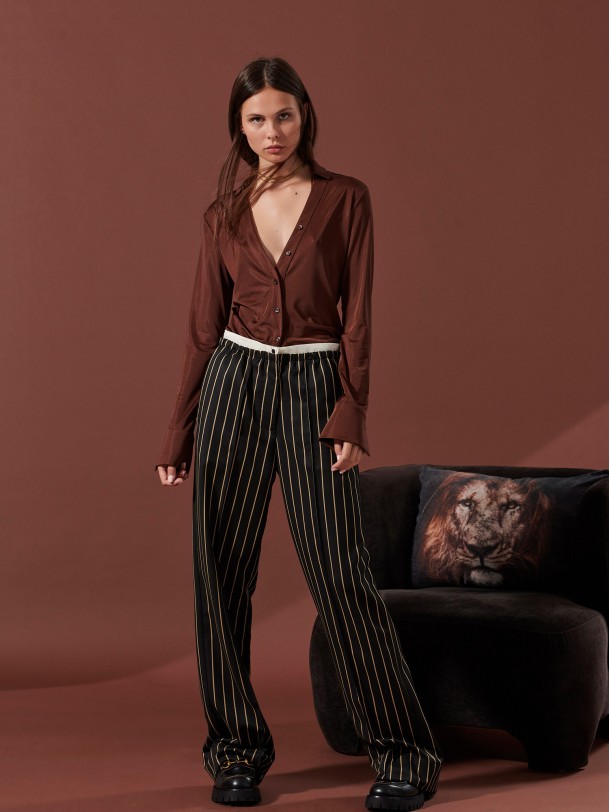 Black striped pants CINDY | Libelloula women fashion and accessories
