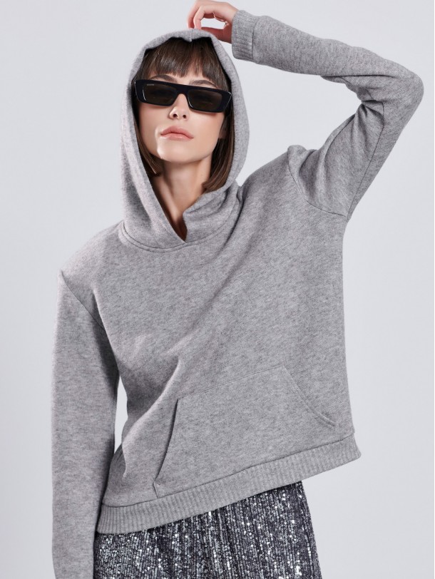 Grey knitted hoodie grey LOUISE | Libelloula women fashion and accessories