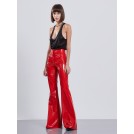 Red highwaisted vinyl flare pants COURTNEY | Libelloula women fashion and accessories