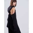 Hoodie black with open back NATHALIE | Libelloula women fashion and accessories