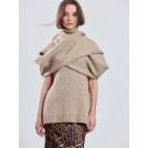 Taupe knitted turtle neck with open sleeves MAXIME | Libelloula women fashion and accessories