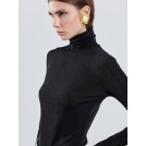 Black fitted turtleneck top JOLENE | Libelloula women fashion and accessories