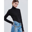 Black fitted turtleneck top JOLENE | Libelloula women fashion and accessories