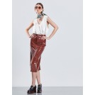 Brown vinyl midi skirt BROUK | Libelloula women fashion and accessories