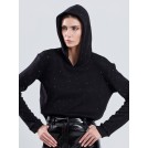 Φούτερ πλεκτό μαύρο με κουκούλα και στρας MARCIA | Libelloula Μοντέρνα γυναικεία ρούχα