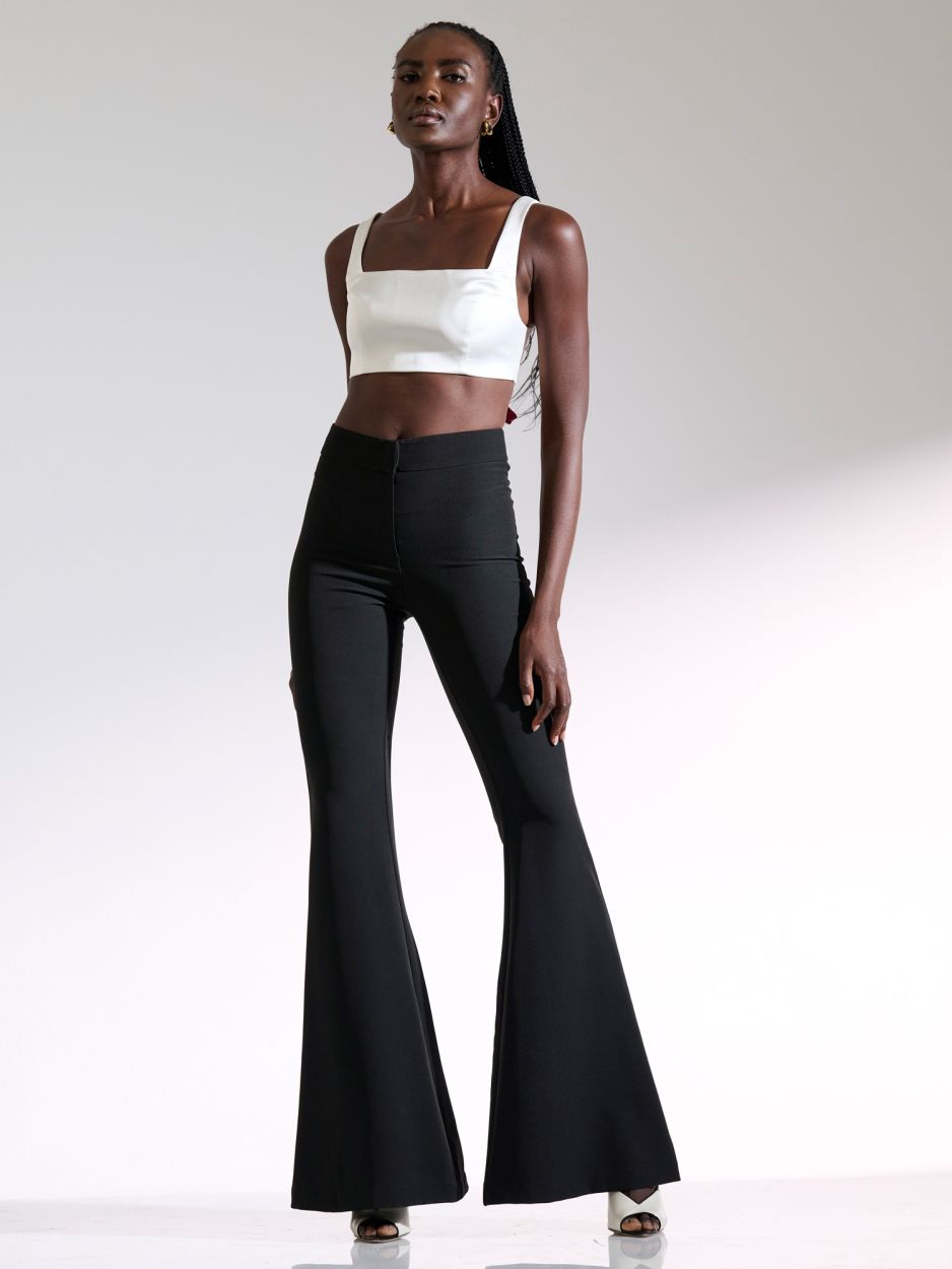 Black flared fitted pants FRANCES