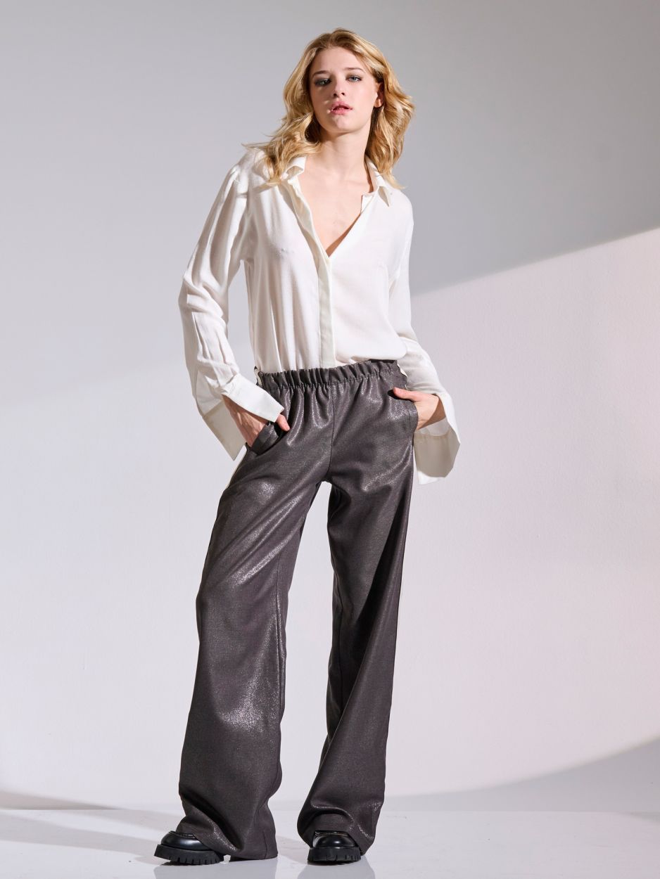 Brown metallic sweatpants with side stripes ELODIE