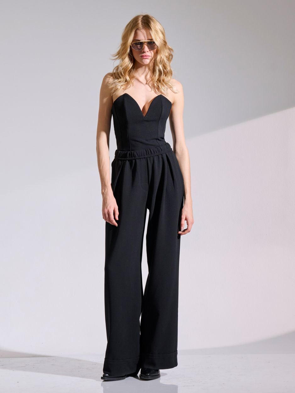 Black wide pants with cuffs COLBY