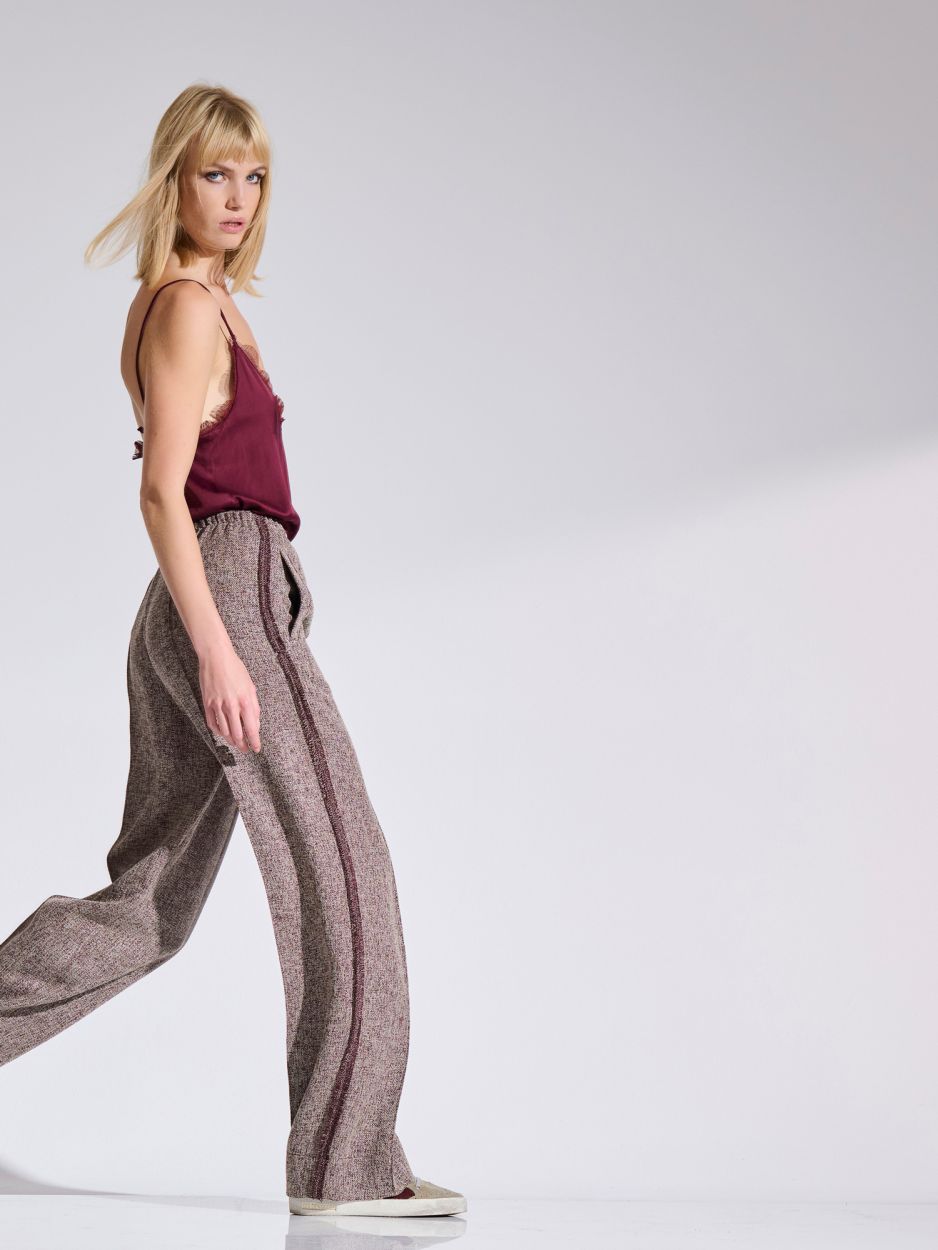 Bordeaux tweed pants with side stripes FLAVIO