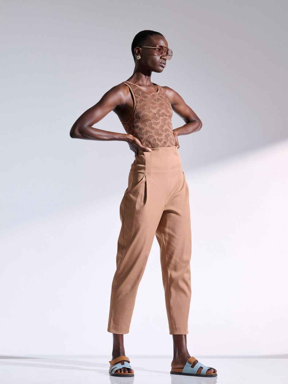 Beige high waist pants BROOKLYN