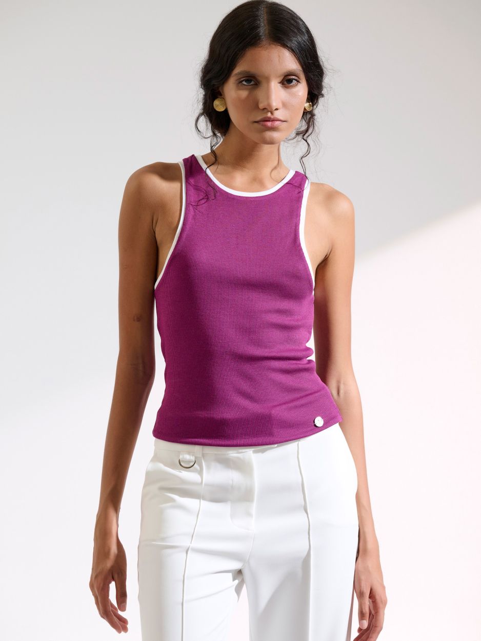 Double sided magenta-white tank top LORRY