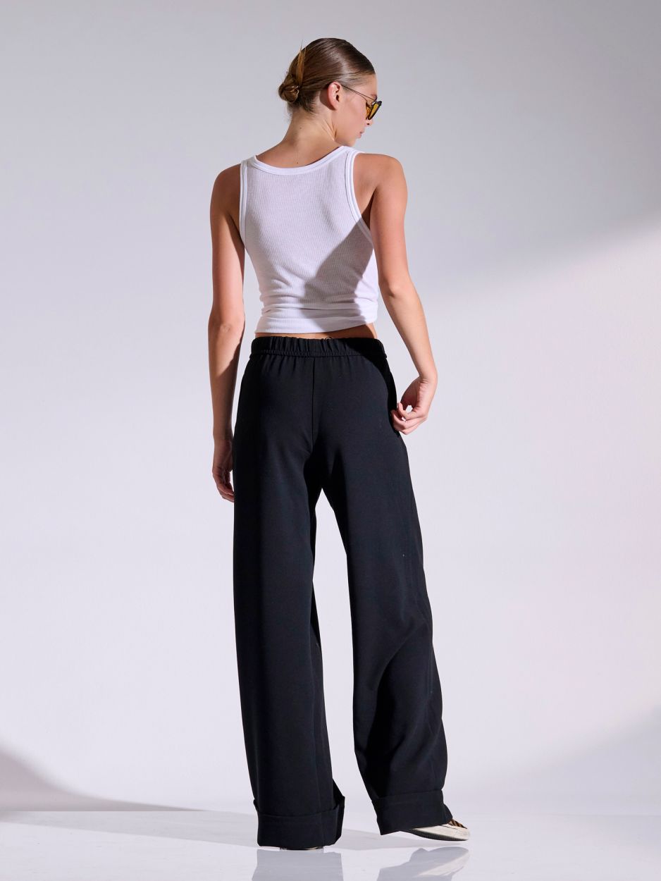 Black wide pants with cuffs COLBY