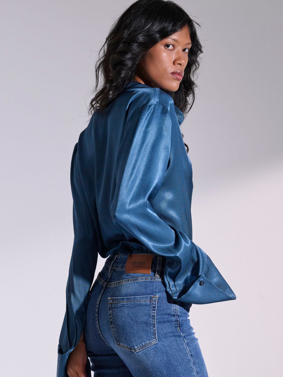 Blue satin shirt SKYE