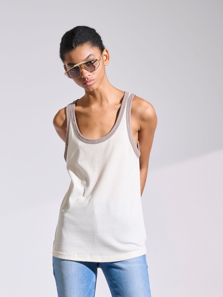 Ivory ribbed tank top SIMON