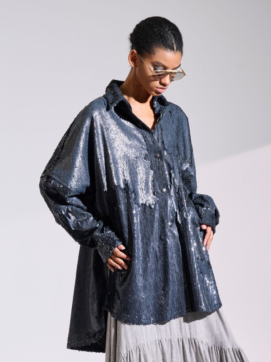 Anthracite Sequin overshirt DIEGO