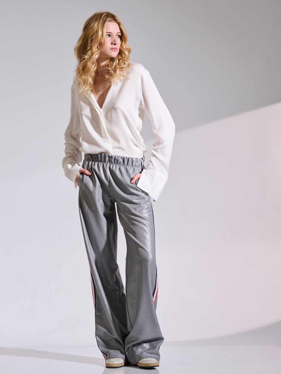 Grey metallic sweatpants with side stripes ELODIE