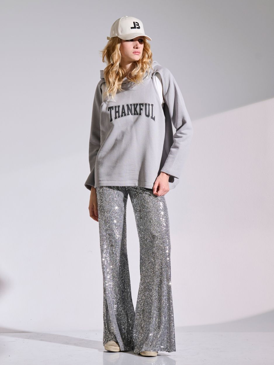 Silver sequin flared pants GRACE