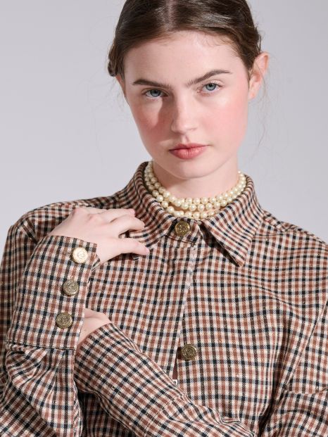 Brown checked sequin shirt TIFFANY