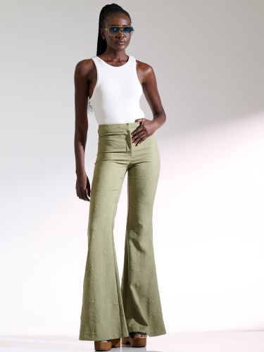 Khaki flared pants ASYLIA