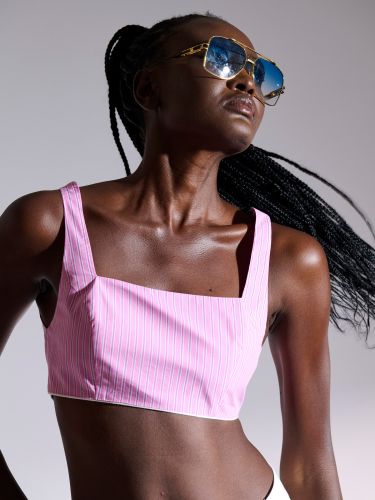 ISABELLE pink striped crop top