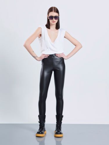 Black leatherette leggings HARRIET