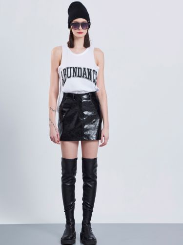 Black vinyl mini skirt MADYLIN 