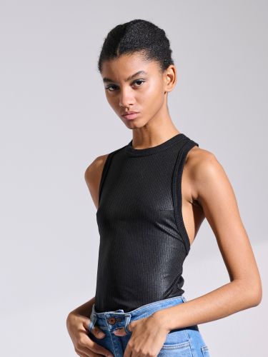 Black ribbed jersey tank top YORK