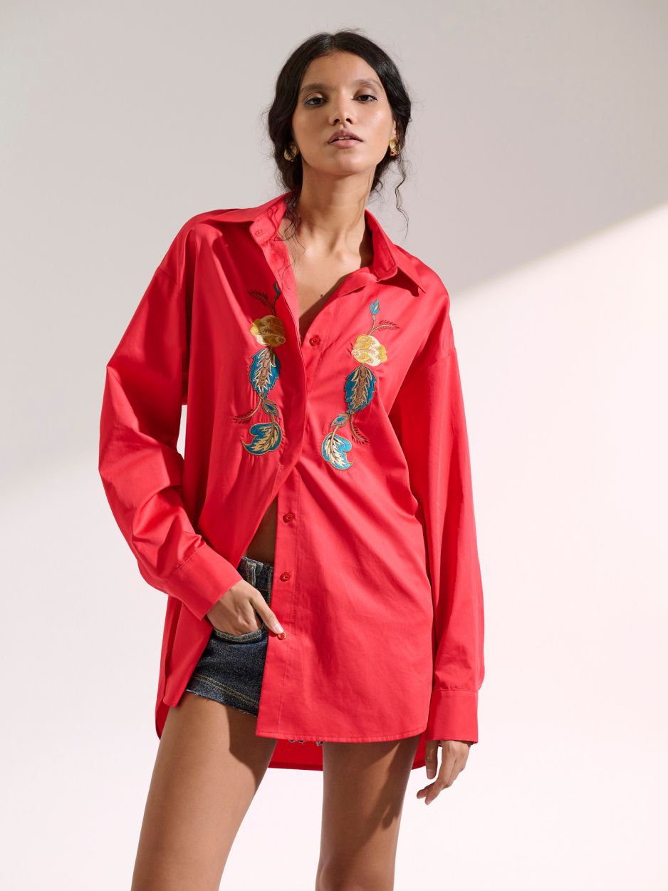 Red shirt with embroidery MARCIA