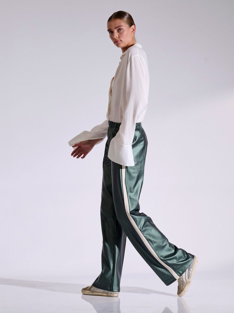 Metallic green leatherette pants MAXINE