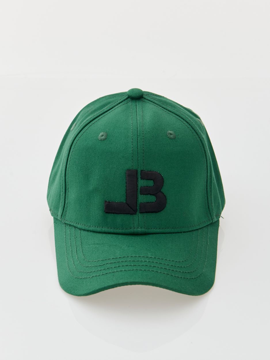 Green cotton cap with “LB” embroidery