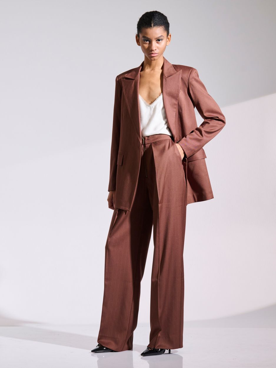 Brown striped wide pants with cuffs COLLINS