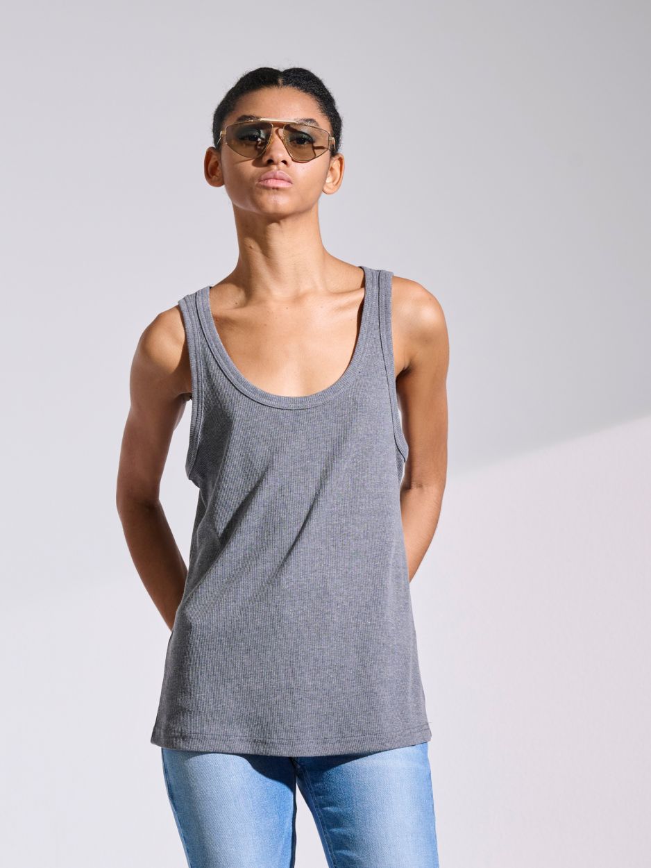 Grey ribbed tank top ELLIS-S/M