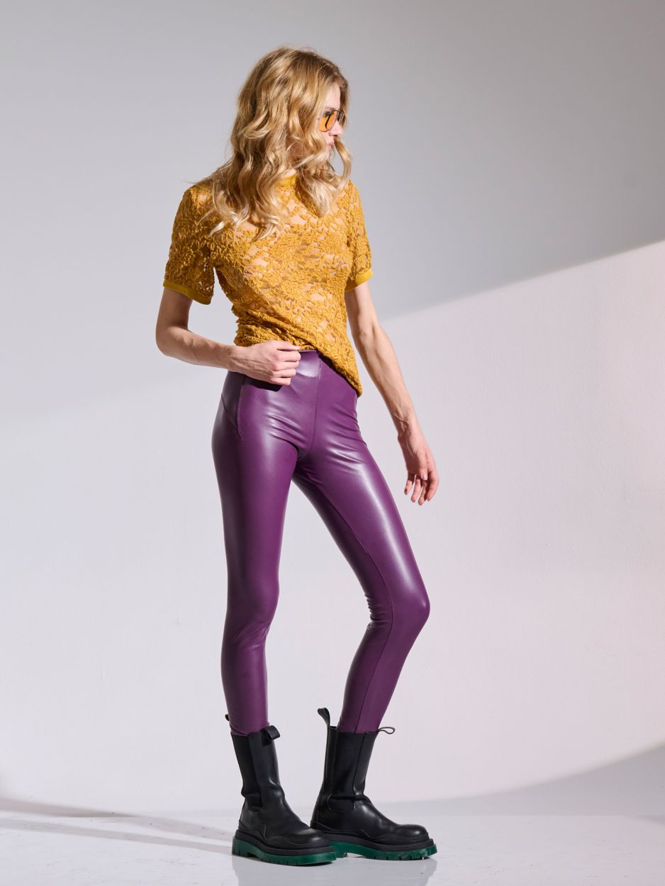 Mauve leatherette leggings VIKTOR