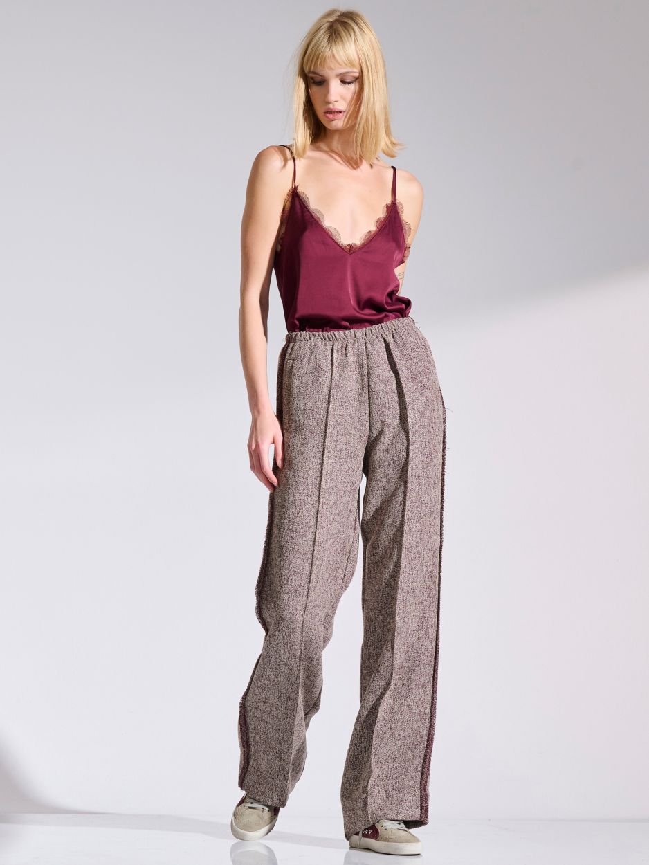 Bordeaux tweed pants with side stripes FLAVIO